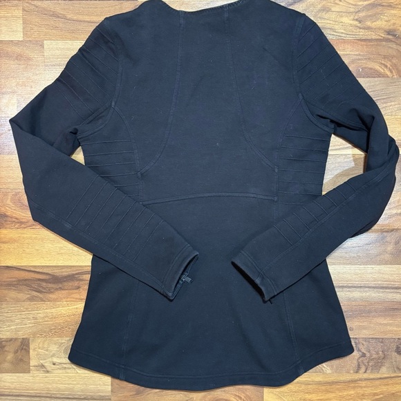 Athleta Full Zip Casual Moto Jacket Womens Size Med Black Minimalist Athleisure - Picture 2 of 6